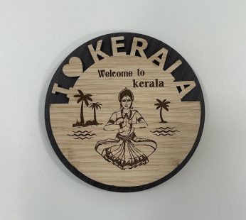 Charming and rustic Kerala-themed wooden badges (H 3 X W 3 inch) x 3Pcs