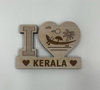 Exquisite Handmade I love Kerala wooden badges for any occasion (H 2.5 x W 3 Inch) x 4 pcs