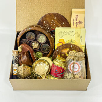 Exquisite Luxury Diwali Gift Hampers With Spice Box, Handcrafted elephant, Mysore pak and More Diwali Gifts