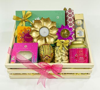 Radiant Diwali Gift Box With Premium scented Candle, Handcrafted elephant large, Ferrero Rocher Chocolates And More Festive Treasures