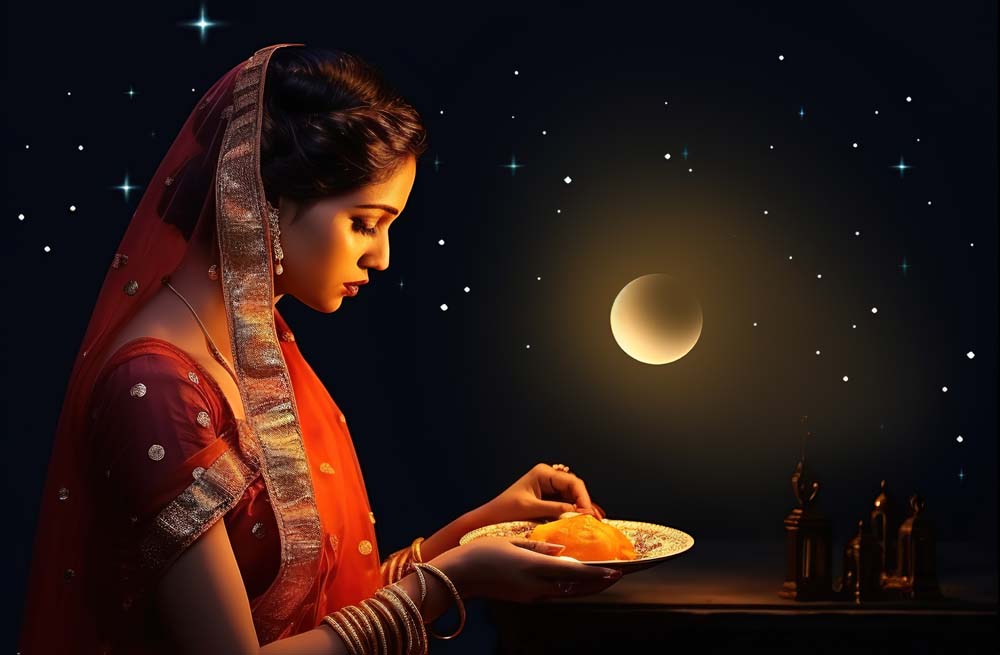 Elegant Karwachauth Set With Cashew & Potli – TOKENZ