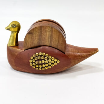Whimsical duck wooden tea coaster (H 3.75 x W 7.5 x L 3.5 inches)