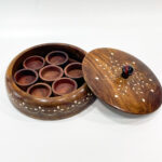 Wooden round masala box