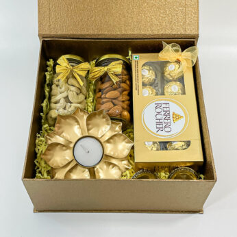 Radiate Love on Karwa Chauth With Nuts, Sweets and Diyas in a Small Gift Box