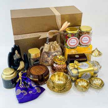 Deluxe Dhanteras Gift Hamper: Mixed Dry Fruits, Soan Papdi, Nescafe Gold, and More – A Festive Treasure for Prosperity and Joy