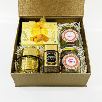 Exclusive Dhanteras Gift Set with Mysore Pak, Dabara Set, Nescafe Gold, and More