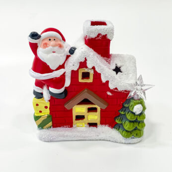 Red Ceramic Christmas House – Festive Décor for the Holidays | WxLxH (5.5x3x5.5)