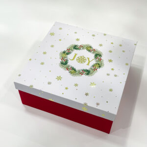 Empty Christmas Gift Box Gold foil Printed White