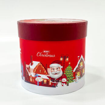 Vibrant Red Christmas Mug Set in Cylindrical Box | 5x5x4.5 Dimensions