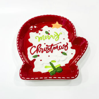 Festive Elegance Red Ceramic Christmas Plates for with Dimension: 7.5x9x1