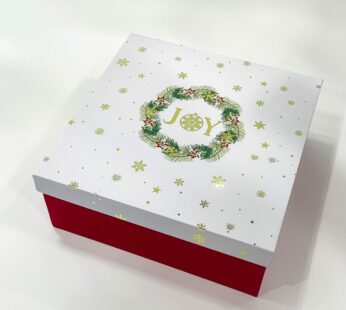 Christmas Empty Gift Boxes with Text Joy on Gold Foil Printed Smart Board Material Boxes 9x9x3.5 Inches