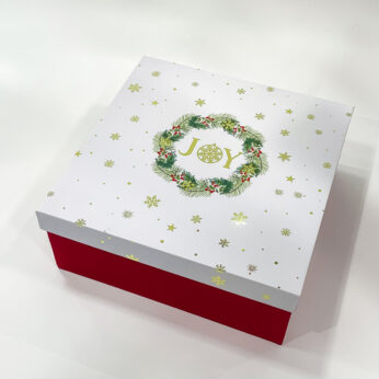 Christmas Empty Gift Boxes with Text Joy on Gold Foil Printed Smart Board Material Boxes 9x9x3.5 Inches