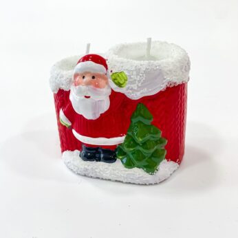 Jolly Santa Christmas Candle Holder Ceramic and Wax Mixed With size (3.5×2.5×2.5)
