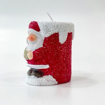 Glittering Holiday Christmas candle with Santa Claus for your festive nights