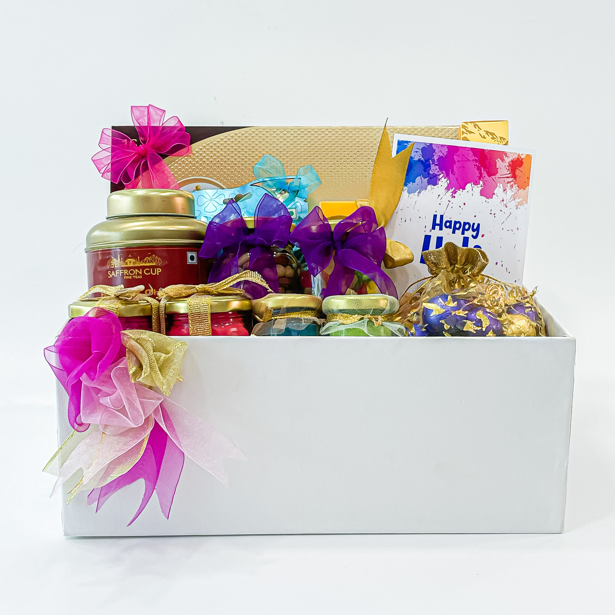 Holi Gift Hamper With Kumkum Platter, Nuts N Saunf Cone Cheerful Holi Gift  Hampers Festival of Colors Personalized Holi Gift Hamper - Etsy