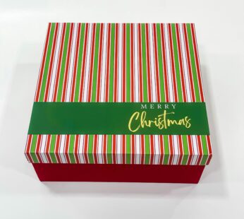 Empty Christmas Boxes with Merry Xmas Printed Red and Green Stripped Boxes