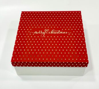 Elegance Unwrapped with Merry Christmas Text in Gold Foil Printed Red Colored Empty Gift Boxes for Christmas – Dimension 9x9x3.5