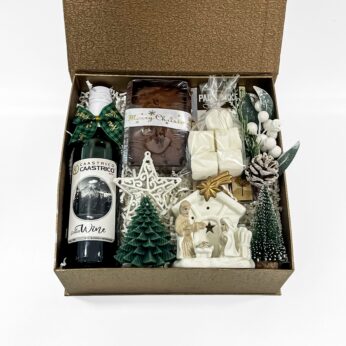Joyful Revelry: Exquisite Christmas Hamper Gift Boxes with Castrico Red Wine, Festive Treats, and Mini Delights