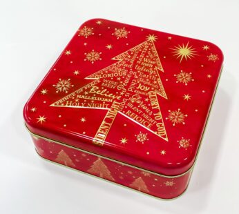 Joyful Holidays: Red Christmas Square Container (6.5×6.5×2.3)