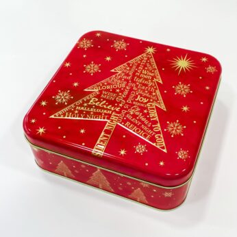 Joyful Holidays: Red Christmas Square Container (6.5×6.5×2.3)