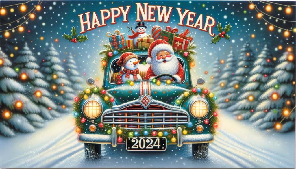 Happy New year Xmas Car