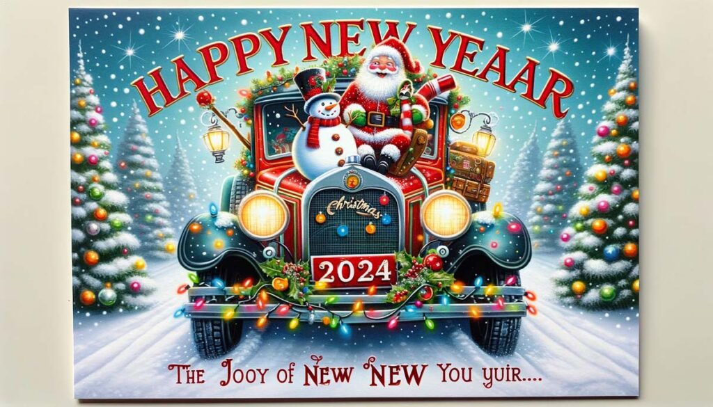 Happy New year Christmas Car