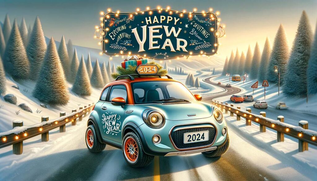 Happy New year Painting 2024 Car