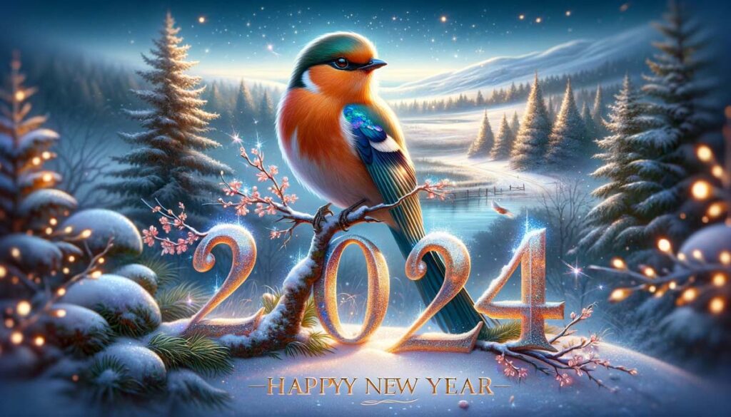 Happy New year bird wishes card