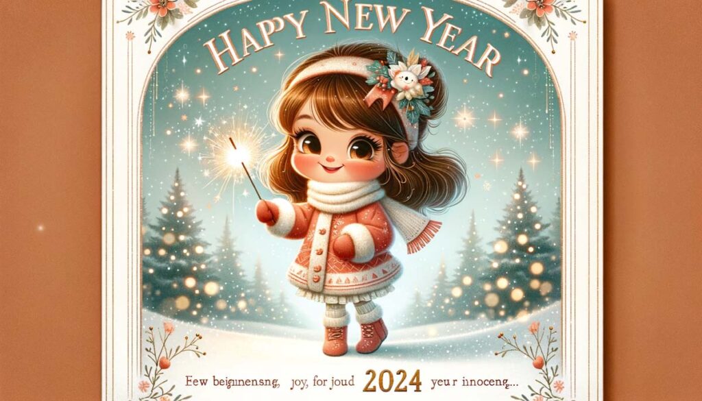 Happy New year carton girl