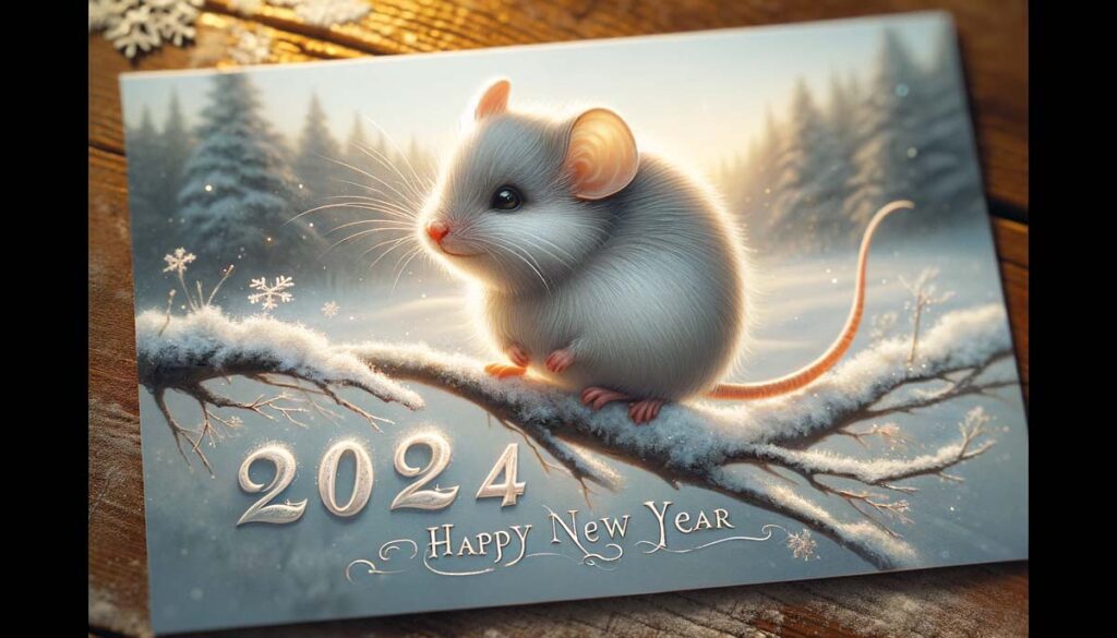 Happy New year white Rat