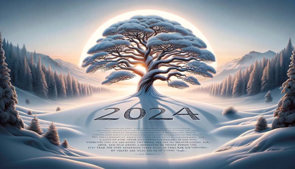 Happy new Year Snow tree 2024