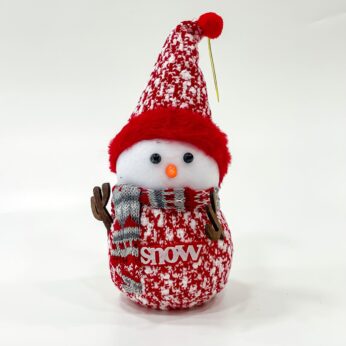 Cheerful Snowman Plush: Festive Red & White Tree Ornament (4×3.5×10)
