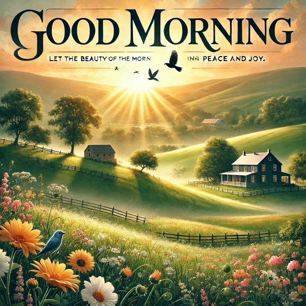 good morning image featuring a serene countryside scene at sunrise India's Favourite Online Gift Shop