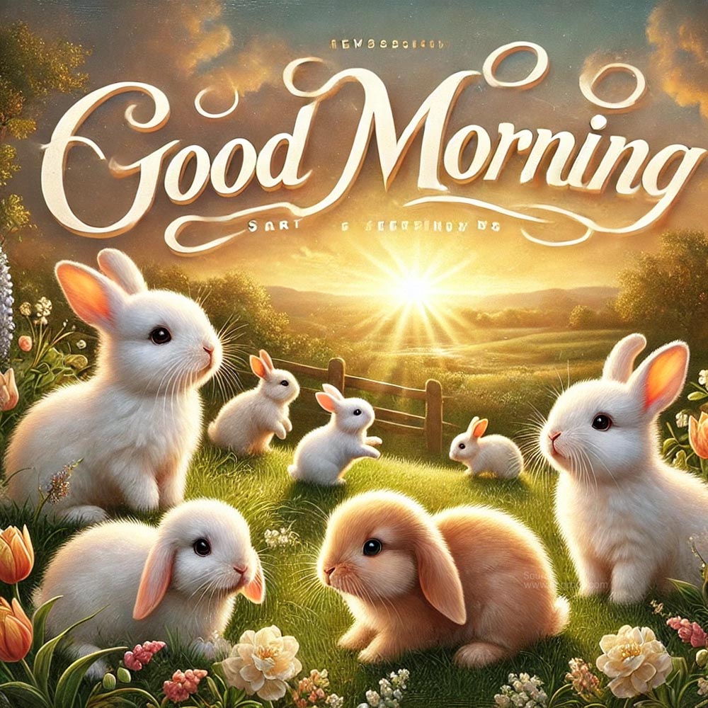 good morning image featuring adorable rabbits India's Favourite Online Gift Shop