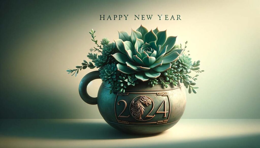 happy New Year Succulent Plant 2024