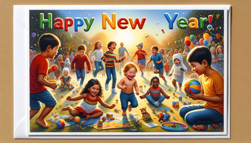 happy New Year kids play