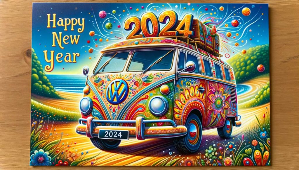 happy new Year Colorful van