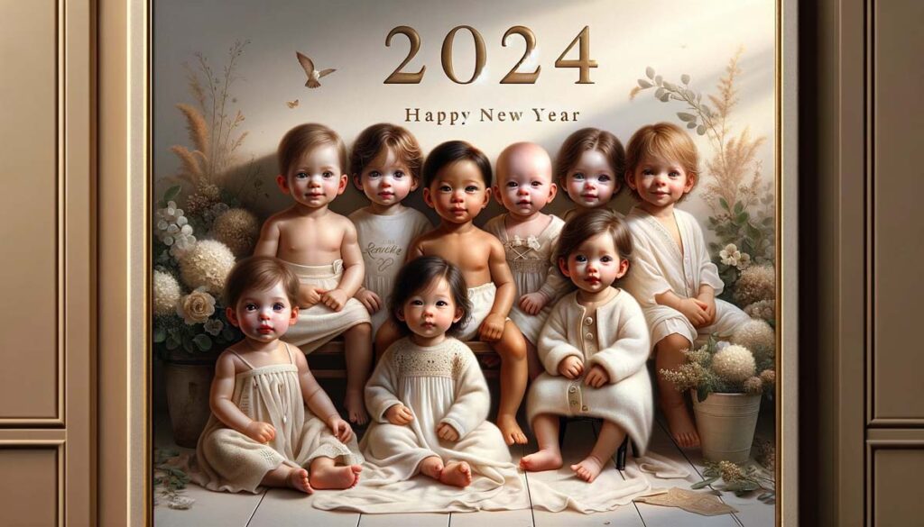 happy new Year Realistic painiting Babies India's Favourite Online Gift Shop