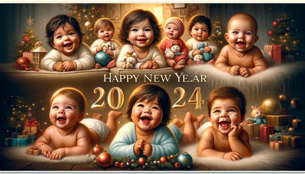 happy new Year Realistic painiting Babies greeting card India's Favourite Online Gift Shop