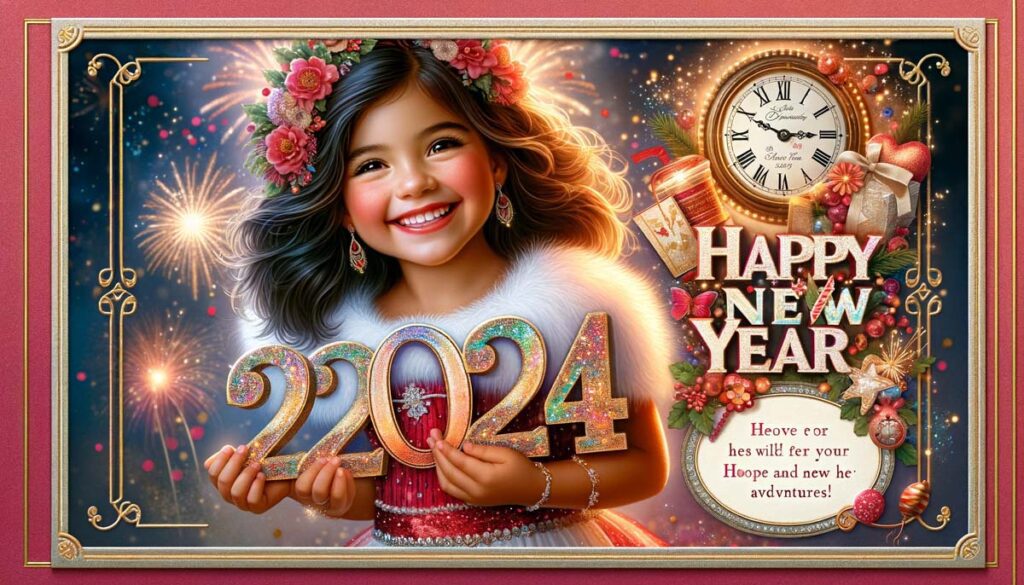 happy new year little girl Card