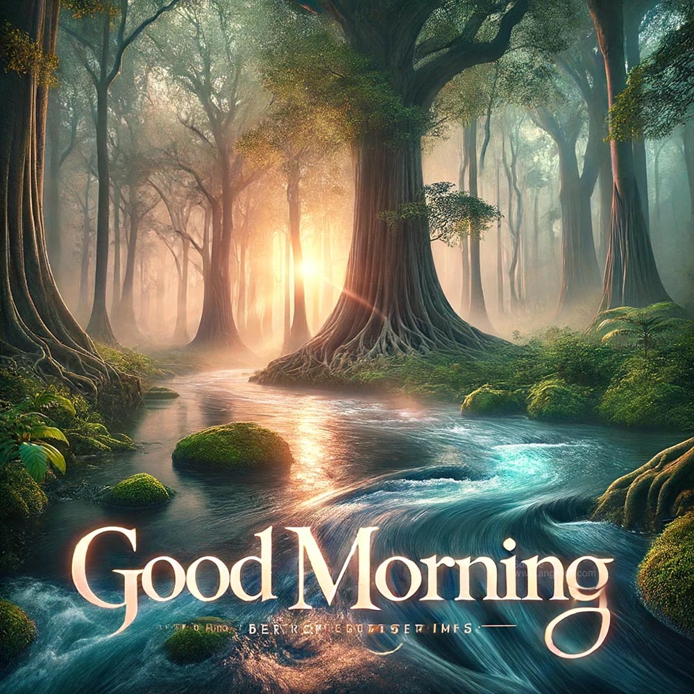 unique good morning wish image featuring a mystical forest India's Favourite Online Gift Shop