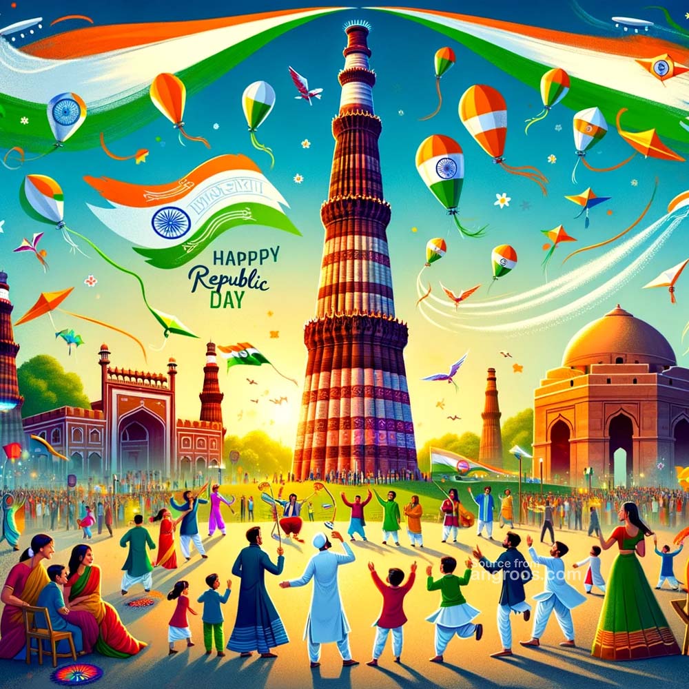 Republic Day Images with Qutub minar