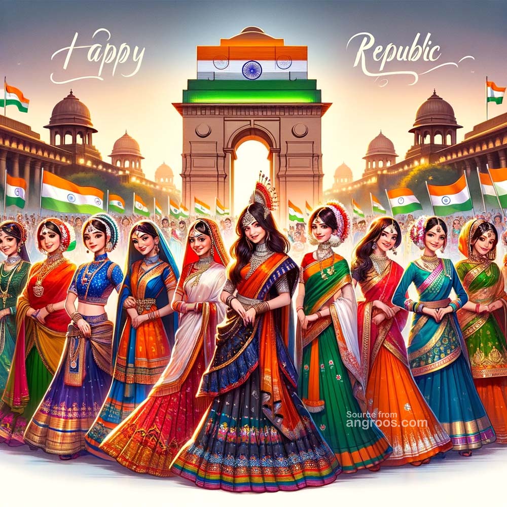 Republic Day Image with Girls