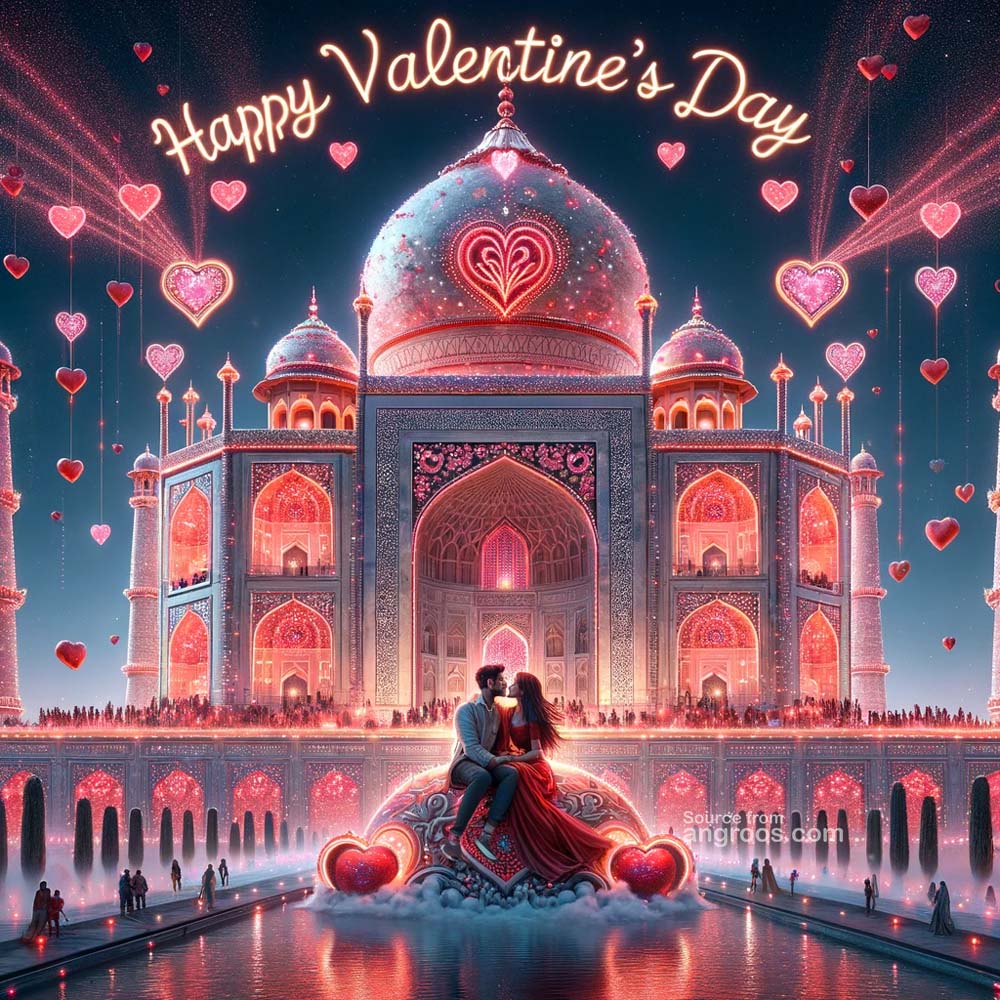 Valentine's Day wishes with Taj Mahal