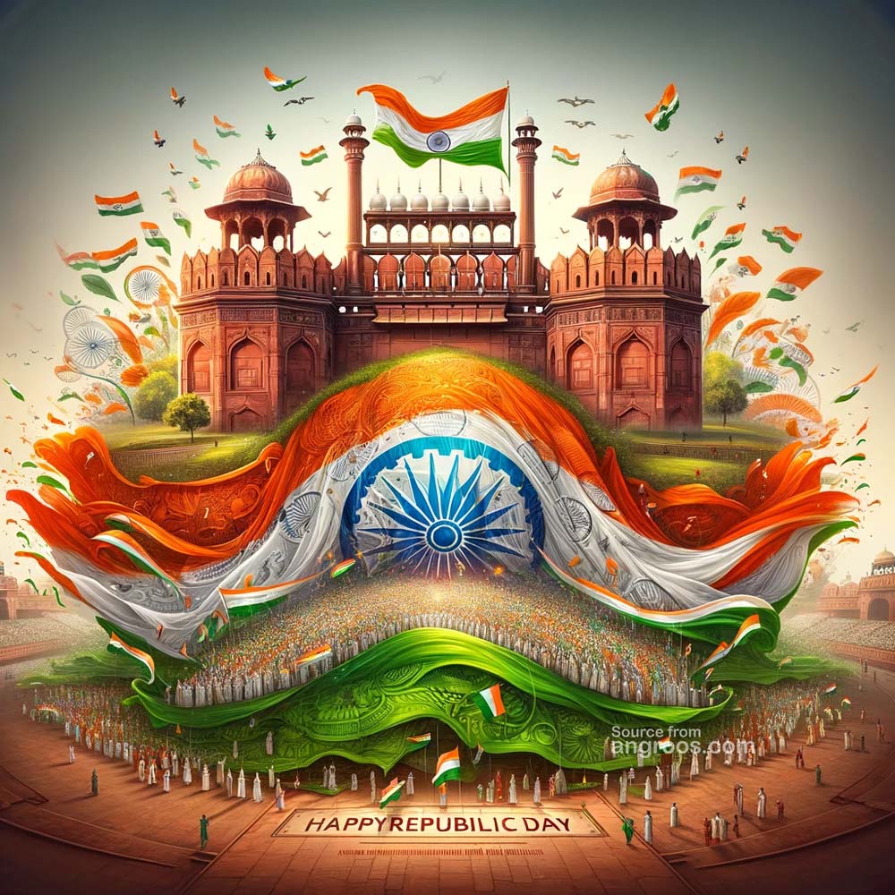 Republic Day greetings with Red fort