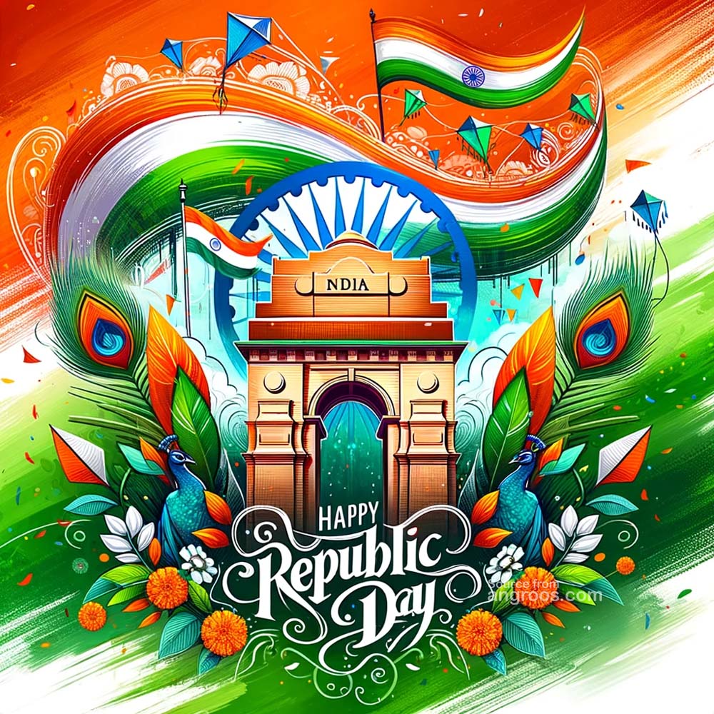 Beautiful Republic Day of India Drawing Background Image