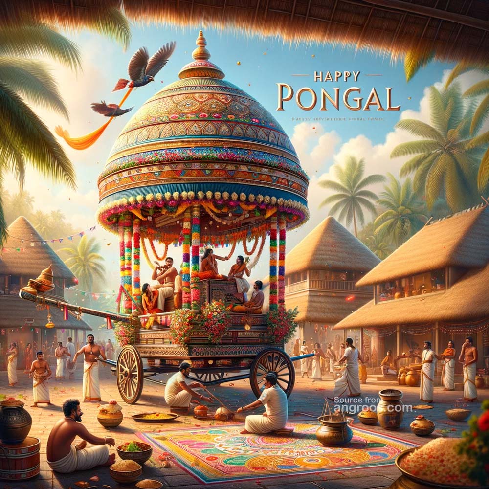 Pongal traditional festival wish cards