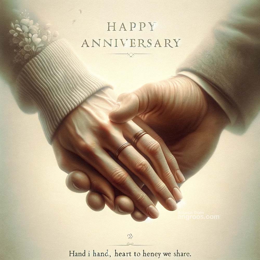 Happy Anniversary handholding couple
