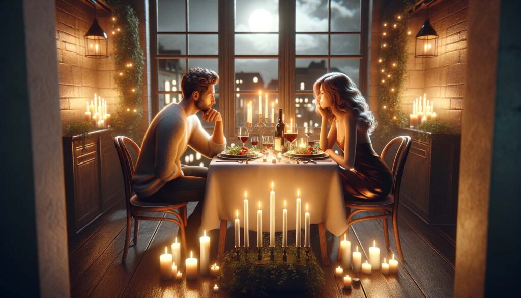 Candlelit Dinner A classic romantic setup