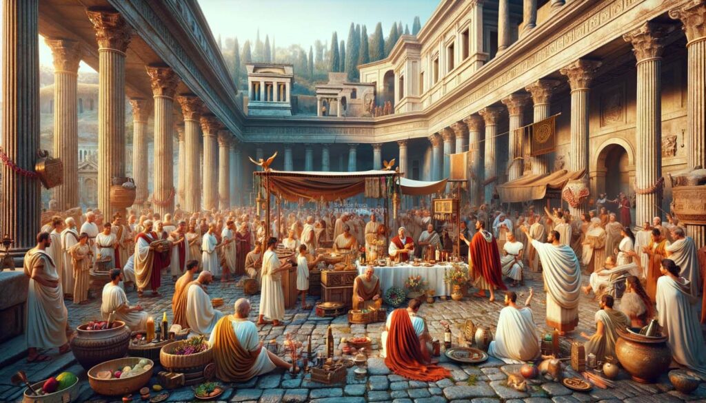 DALL·E 2024 01 21 00.02.55 Ultra realistic image depicting Lupercalia the ancient Roman festival in relation to Valentines Day. The scene should showcase an ancient Roman set India's Favourite Online Gift Shop